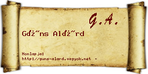 Güns Alárd névjegykártya